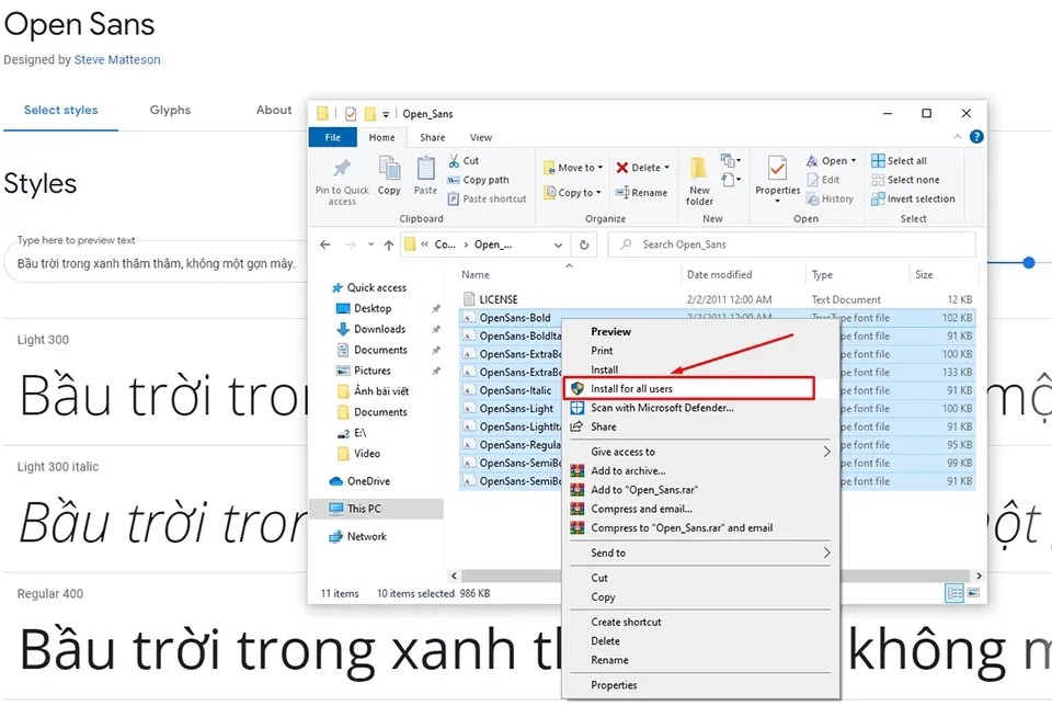 Cách cài font chữ tiếng Việt đẹp cho Windows 10 năm 2021