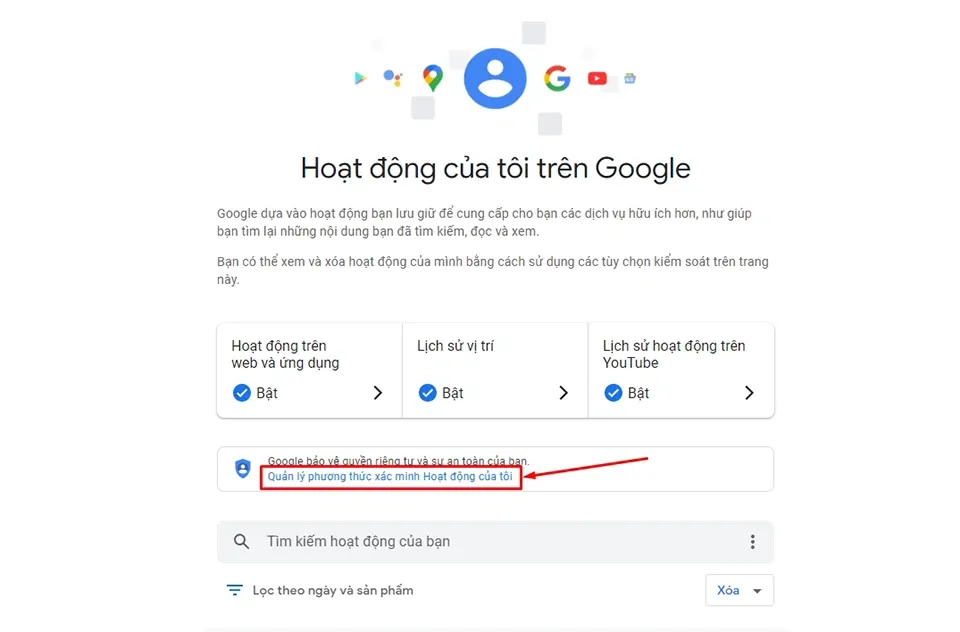 Cách cài mật khẩu cho Lịch sử hoạt động Google