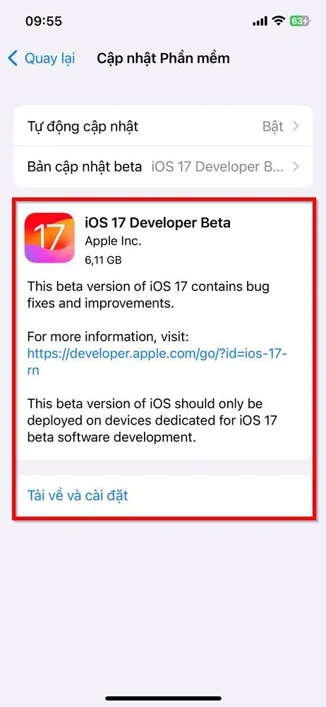 Cách cập nhật iOS 17 Beta phiên bản Developer trên iPhone cực dễ