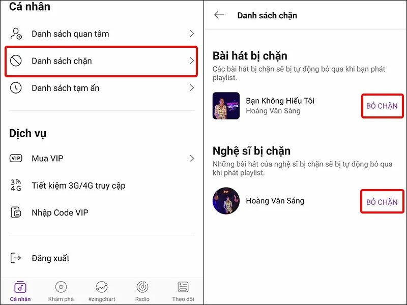 Cách chặn, bỏ chặn bài hát và nghệ sĩ trong danh sách phát nhạc Zing MP3 cực dễ