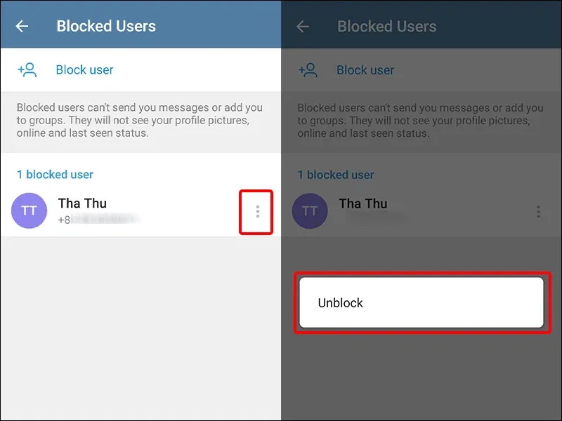 Cách chặn, bỏ chặn liên hệ Telegram đơn giản và nhanh chóng
