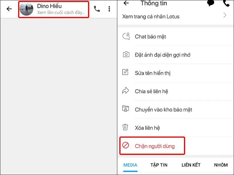 Cách chặn, bỏ chặn người dùng Lotus trên điện thoại cực dễ
