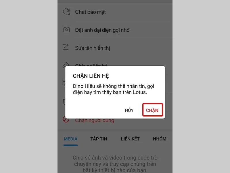 Cách chặn, bỏ chặn người dùng Lotus trên điện thoại cực dễ