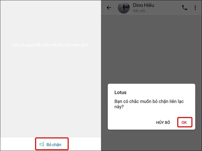 Cách chặn, bỏ chặn người dùng Lotus trên điện thoại cực dễ