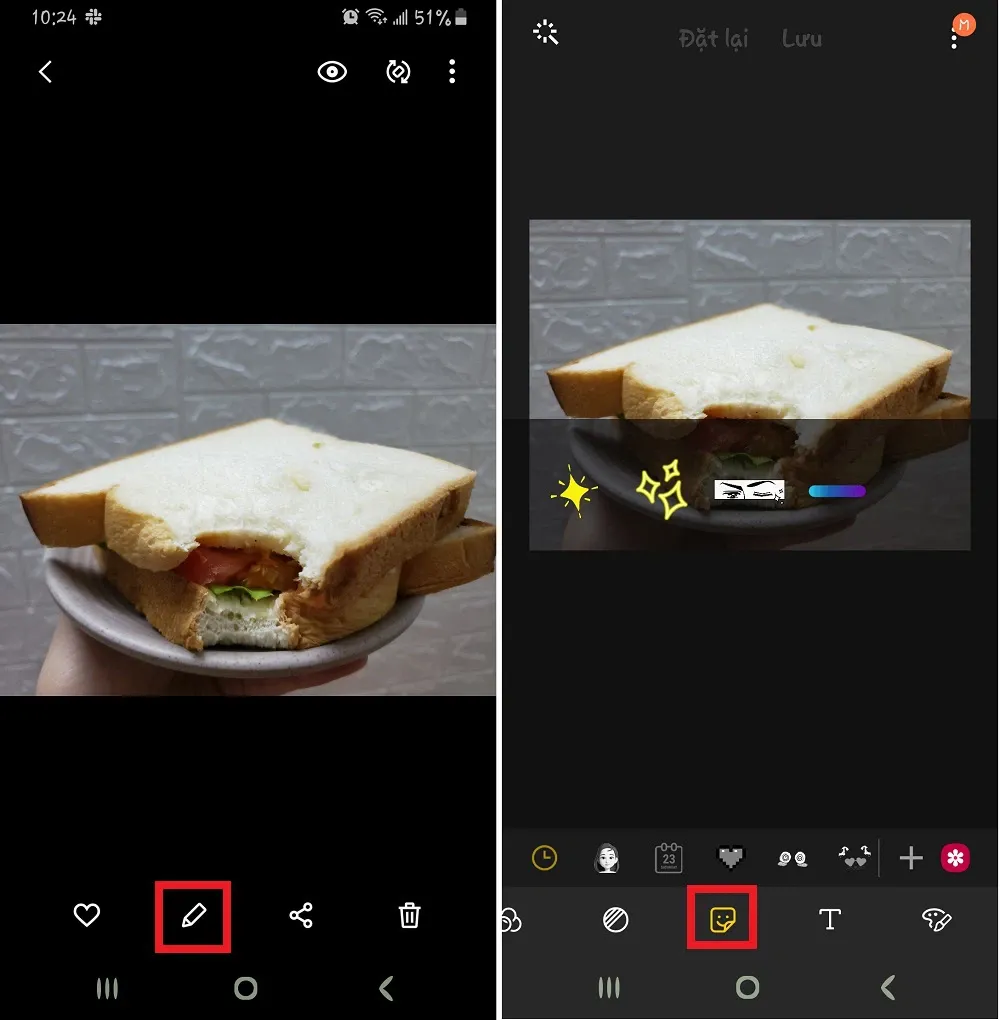 Cách chèn sticker và chữ vào ảnh trên điện thoại Samsung
