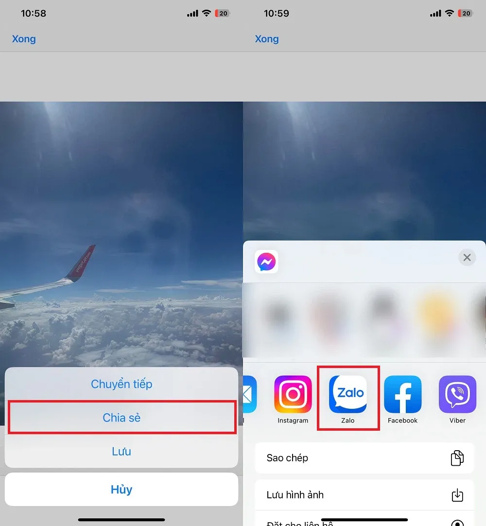 Cách chia sẻ ảnh từ Messenger qua Zalo và các nền tảng khác trên iPhone không cần lưu về máy