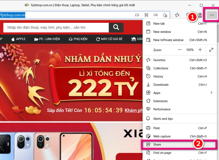 Cách chia sẻ nội dung web bằng Microsoft Edge