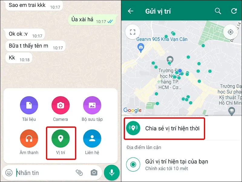 Cách chia sẻ vị trí hiện thời bằng ứng dụng WhatsApp cực nhanh chóng