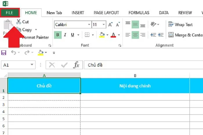 Chọn "File" trên thanh công cụ