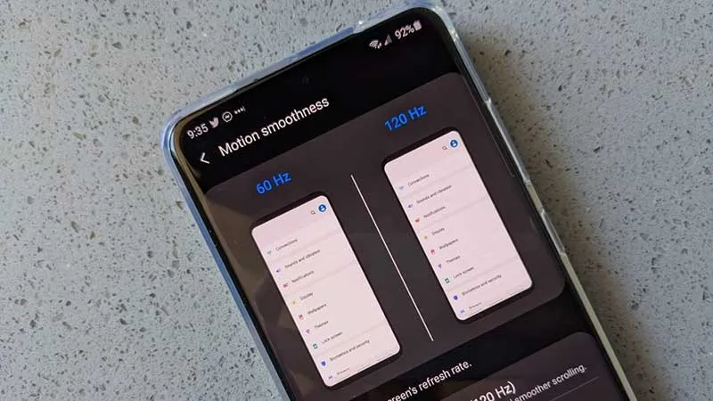 Cách chuyển sang màn hình 120Hz trên Samsung Galaxy S20