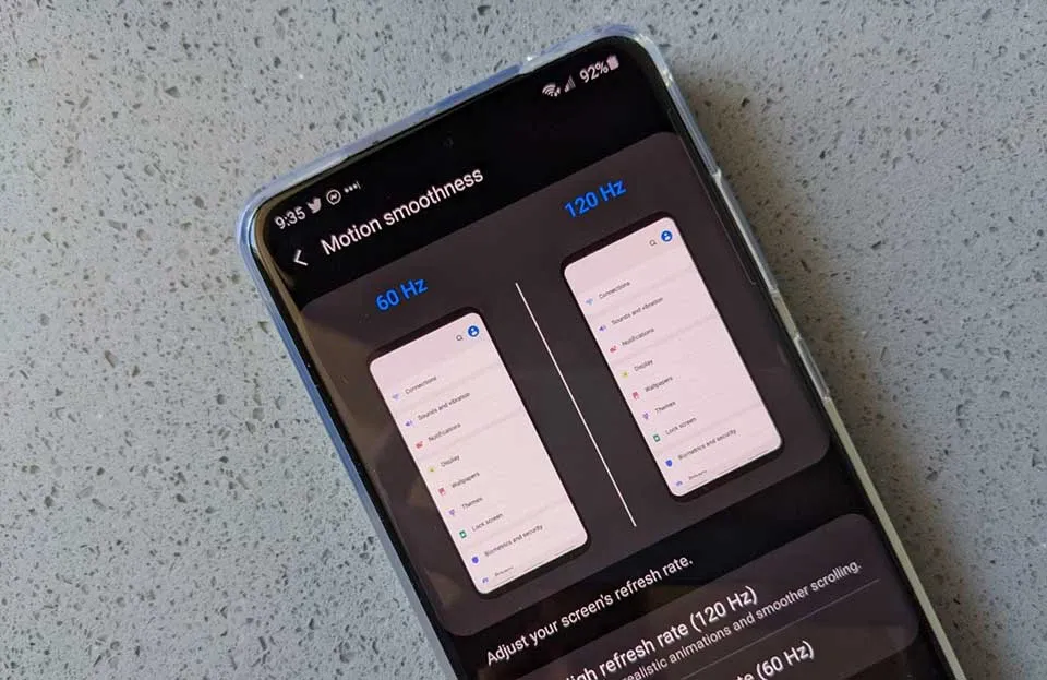 Cách chuyển sang màn hình 120Hz trên Samsung Galaxy S20