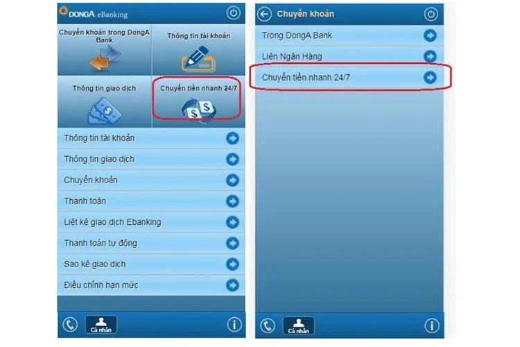 Cách chuyển tiền 24/7 Đông Á trên điện thoại nhanh chóng, nhận tiền ngay lập tức
