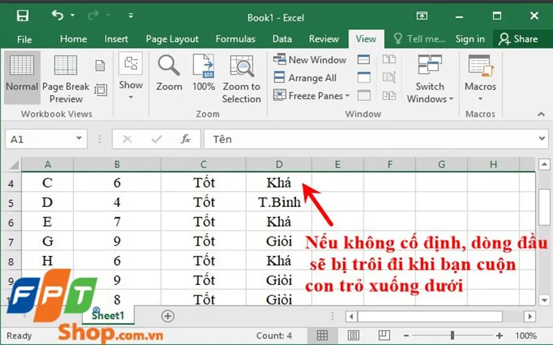 Cách cố định dòng trong Excel cực kỳ nhanh chóng