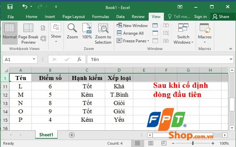 Cách cố định dòng trong Excel cực kỳ nhanh chóng