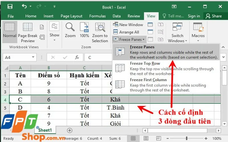 Cách cố định dòng trong Excel cực kỳ nhanh chóng