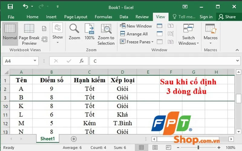 Cách cố định dòng trong Excel cực kỳ nhanh chóng