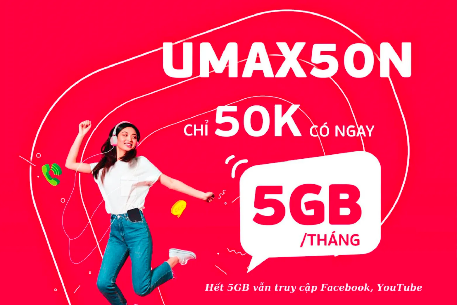 Cách đăng ký gói cước UMAX50N để có ngay 1 tỷ GB data, lướt thả ga