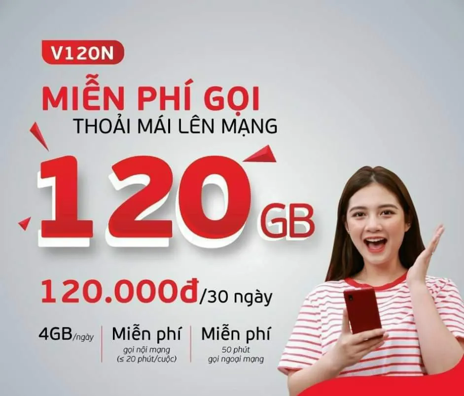 Cách đăng ký gói cước V120N Viettel, tận hưởng 120GB data tốc độ cao, free phút gọi