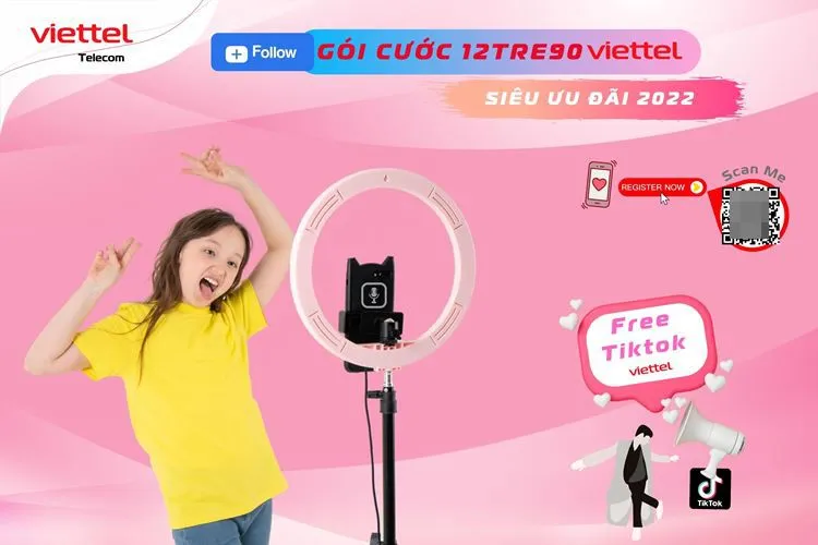 Cách đăng ký gói TRE90 Viettel 90K có ngay 120GB, Free TikTok/tháng dùng thả ga