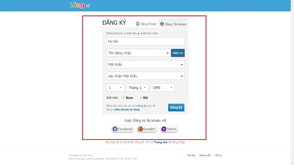 Cách đăng ký tài khoản Zing ID từ A đến Z