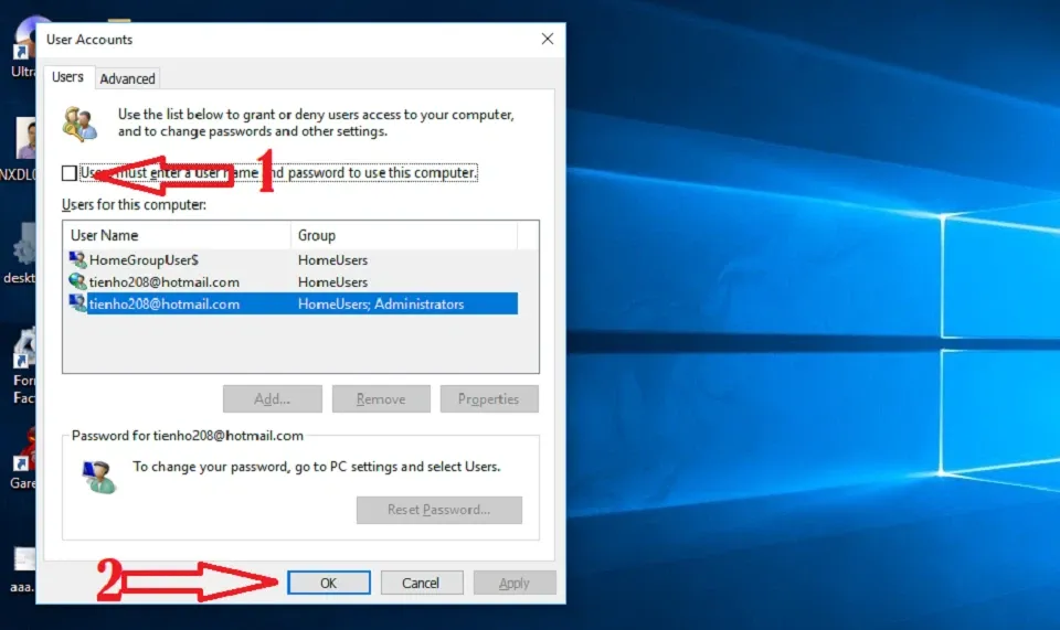 Cách đăng nhập vào hệ thống máy tính không cần nhập mật khẩu trên Windows 10