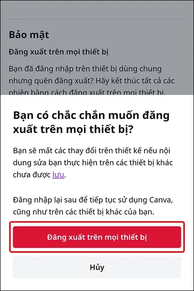 Cách đăng xuất tài khoản Canva trên mọi thiết bị từ xa cực đơn giản