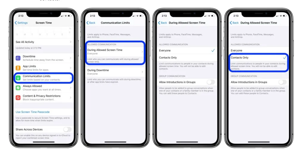 Cách đặt giới hạn giao tiếp iPhone cho trẻ với Screen Time trên iOS 13