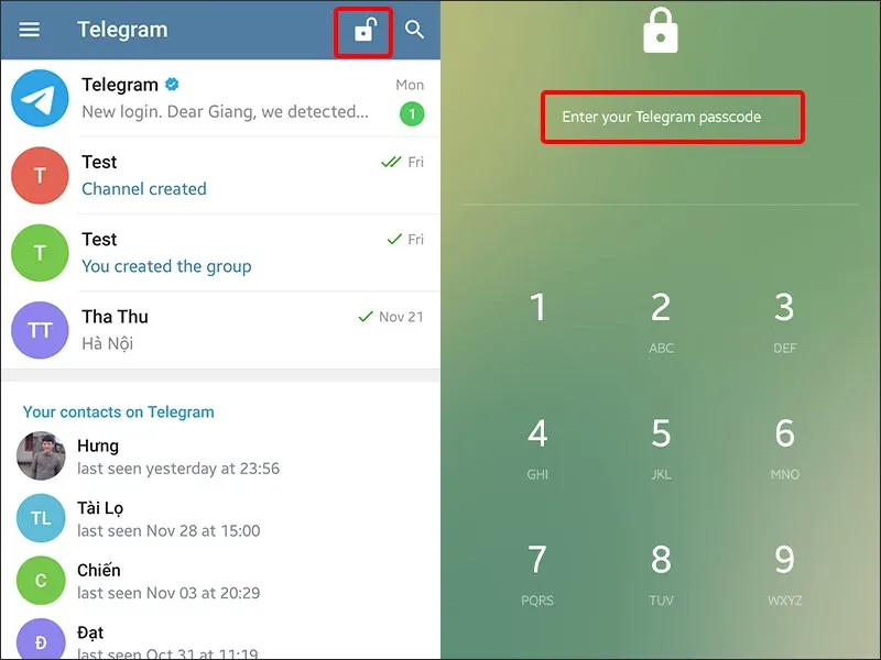 Cách đặt mã khóa ứng dụng Telegram trên điện thoại cực đơn giản