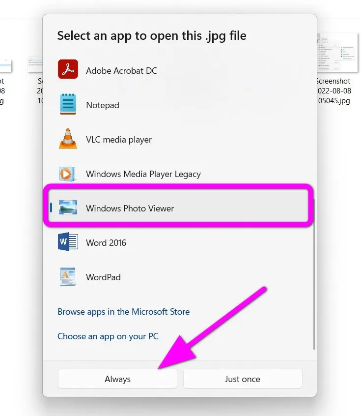 Cách đặt Windows Photo Viewer làm mặc định trên Windows 11