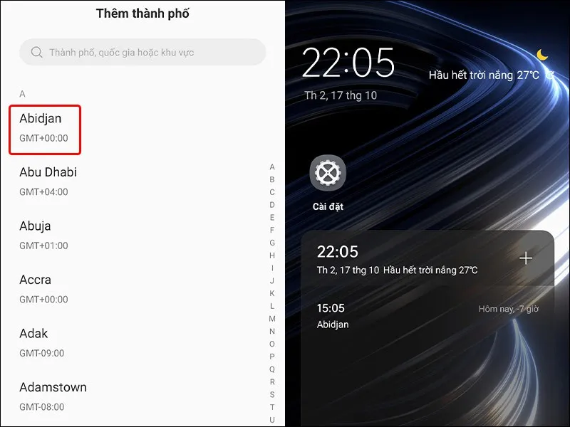 Cách để hiển thị 2 múi giờ trên điện thoại Realme cực đơn giản