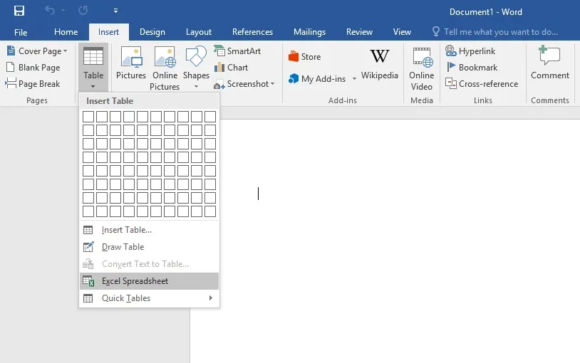 Cách để sử dụng bảng tính Excel trong Microsoft Word