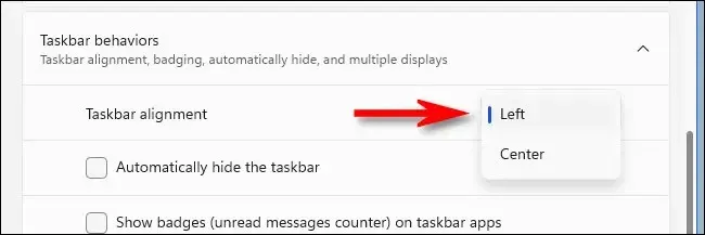 Cách di chuyển các biểu tượng trên Taskbar sang trái trên Windows 11