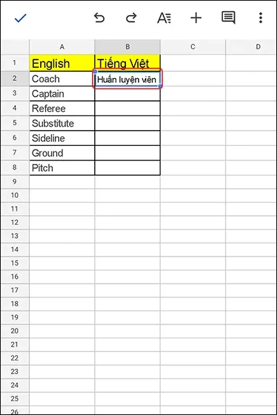 Cách dịch từ điển với Google Sheet bằng điện thoại và máy tính cực nhanh