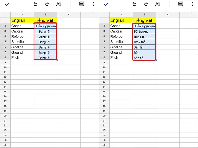 Cách dịch từ điển với Google Sheet bằng điện thoại và máy tính cực nhanh