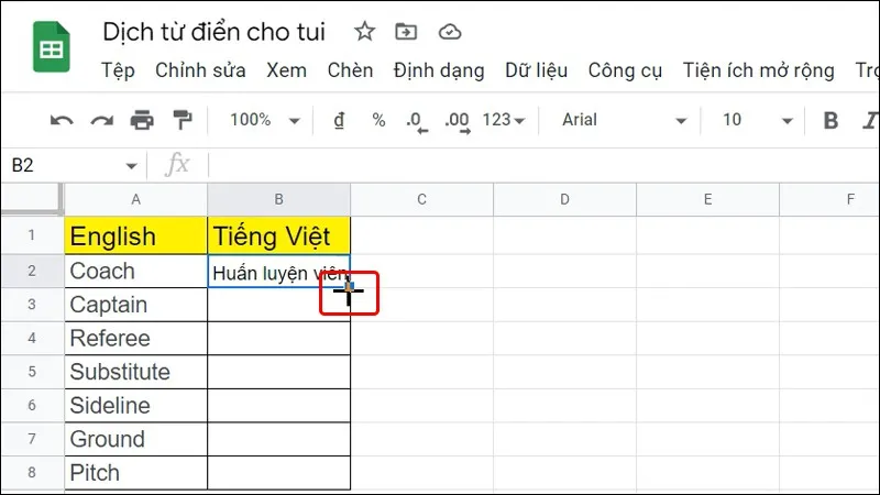 Cách dịch từ điển với Google Sheet bằng điện thoại và máy tính cực nhanh