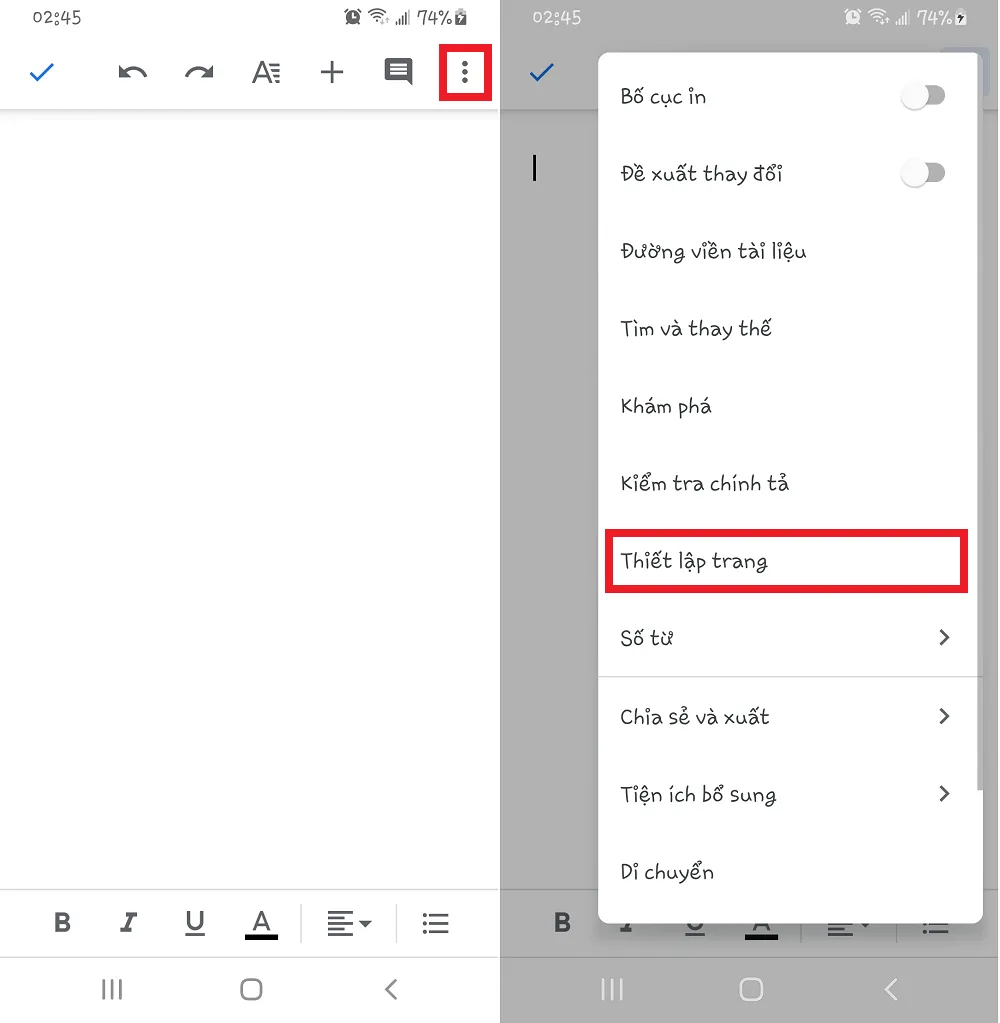 Cách đổi màu nền của trang trong Google Docs