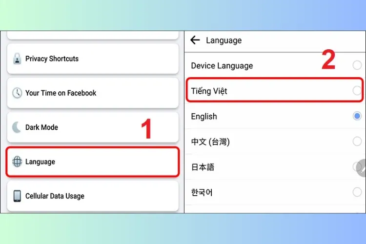 Cách đổi ngôn ngữ trên Facebook bằng điện thoại và máy tính cực đơn giản