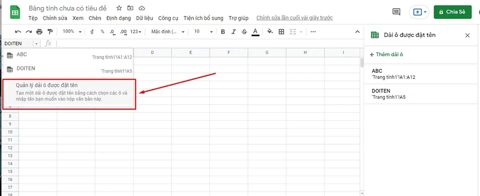 Cách đổi tên, đặt tên cho hàng hoặc cột trong Google Sheets