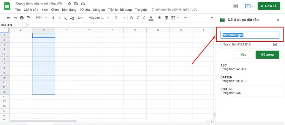 Cách đổi tên, đặt tên cho hàng hoặc cột trong Google Sheets