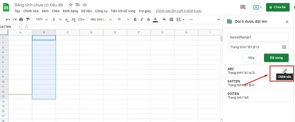 Cách đổi tên, đặt tên cho hàng hoặc cột trong Google Sheets