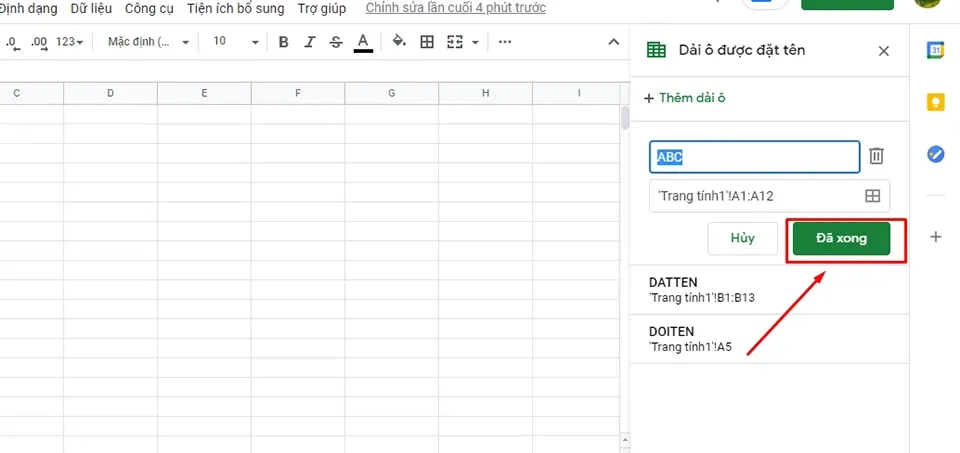 Cách đổi tên, đặt tên cho hàng hoặc cột trong Google Sheets