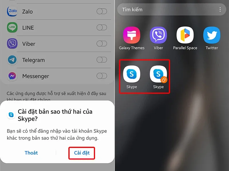 Cách dùng 2 tài khoản Skype cùng lúc trên điện thoại Samsung