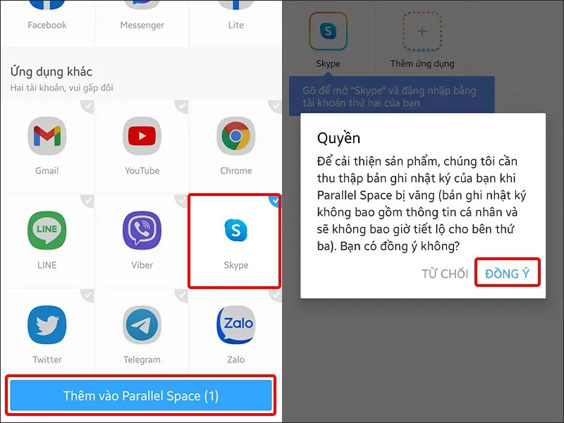 Cách dùng 2 tài khoản Skype cùng lúc trên điện thoại Samsung