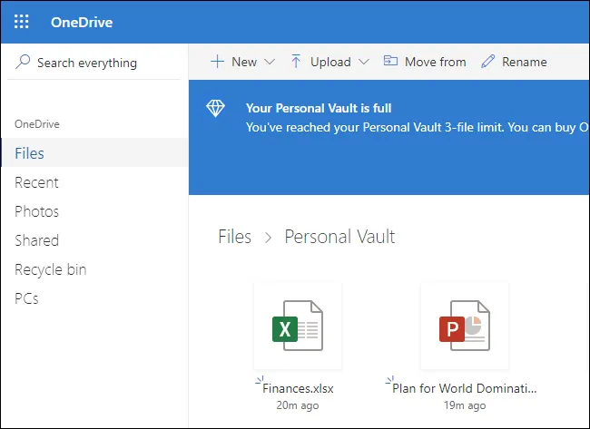 Cách dùng Personal Valt của OneDrive để bảo mật file quan trọng