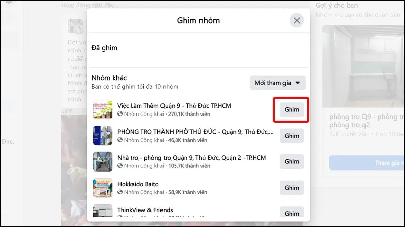 Cách ghim nhóm Facebook trên điện thoại và máy tính cực dễ