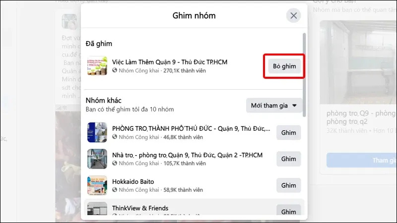 Cách ghim nhóm Facebook trên điện thoại và máy tính cực dễ