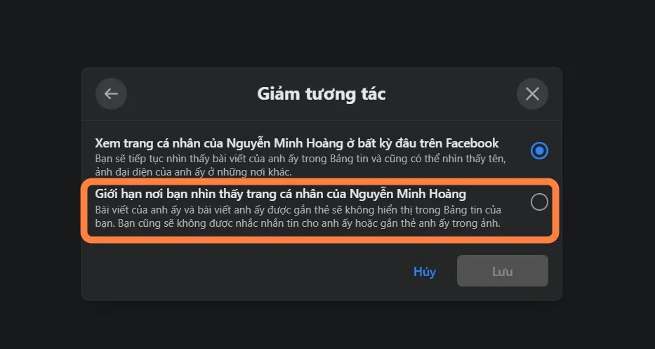 Cách giảm tương tác với người bạn không thích trên Facebook