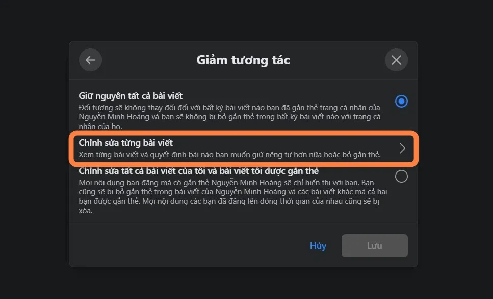 Cách giảm tương tác với người bạn không thích trên Facebook