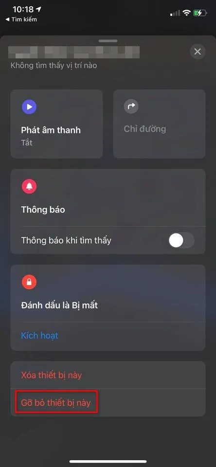 Cách gỡ bỏ thiết bị khỏi ứng dụng Find My