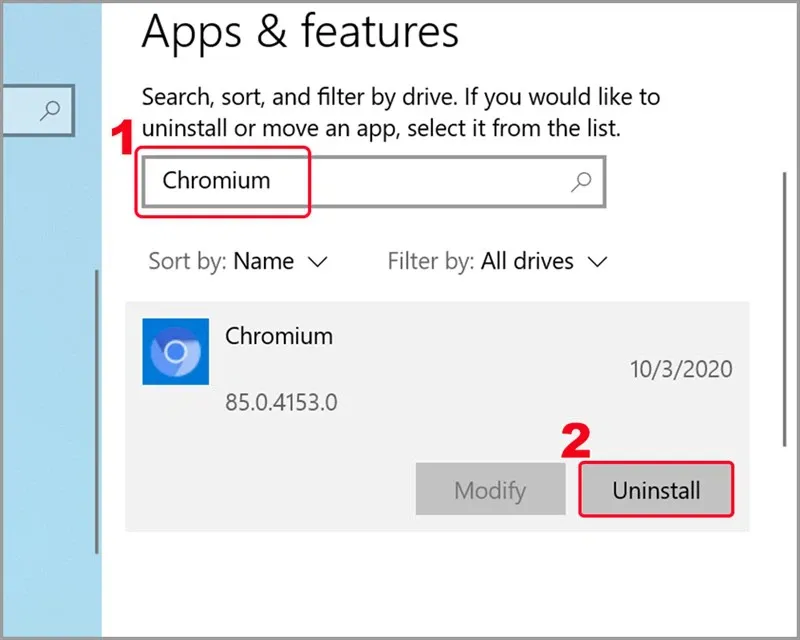Cách gỡ cài đặt và xóa Chromium khỏi Windows 10 tận gốc